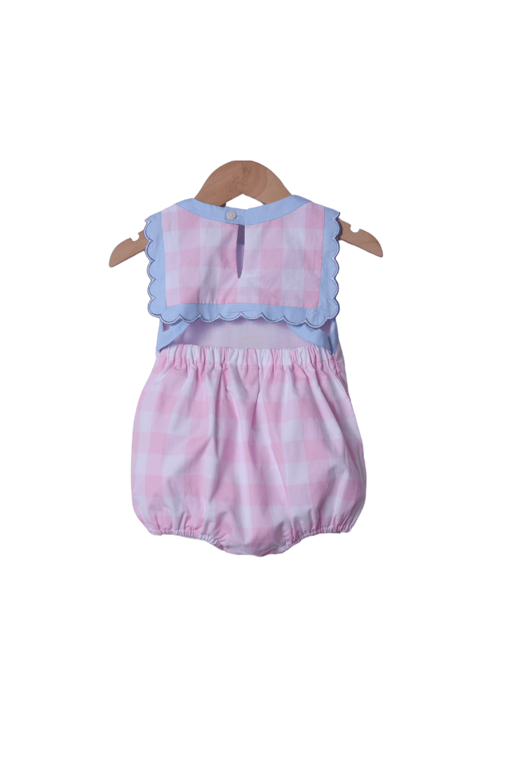 The Smocked Flamingo Smocked Princess Carriage Pink Gingham Bubble