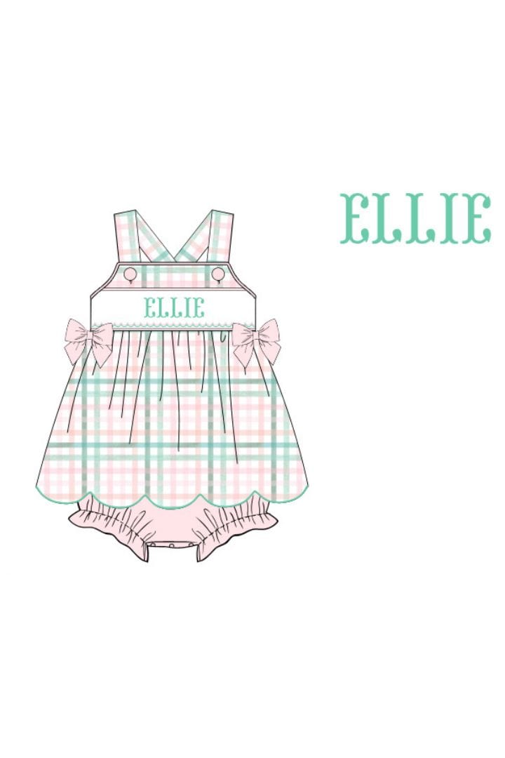 The Smocked Flamingo Pre-Order Hand Smocked Custom Name Pretty in Pastel