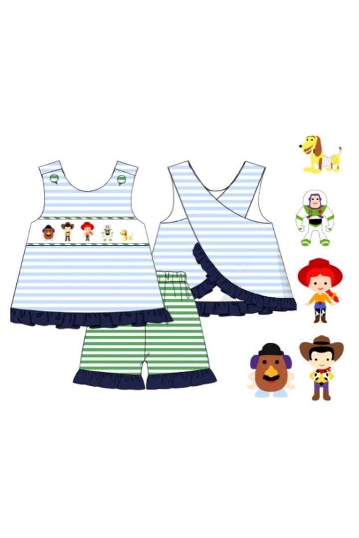 The Smocked Flamingo You've Got a Friend in Me Hand Smocked Ruffle Set