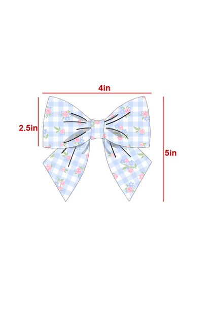 The Smocked Flamingo Apparel & Accessories Pre-Order Blue Gingham Floral Hair Bow