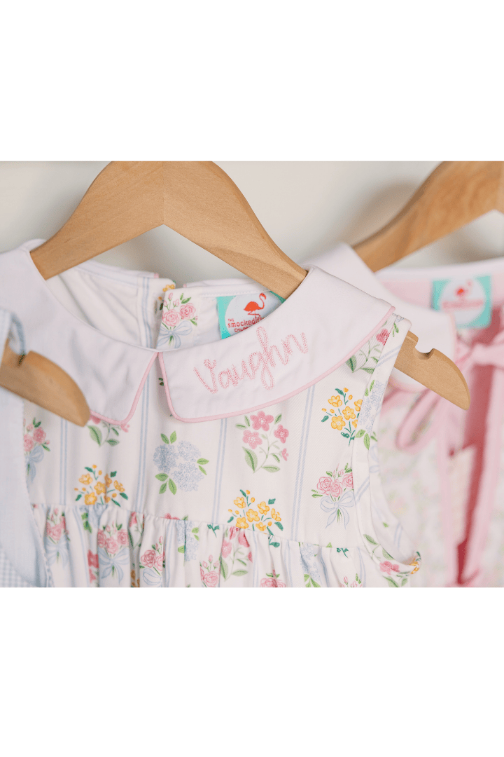 The Smocked Flamingo Apparel & Accessories TSF x Shelby Back Hydrangea Floral Hand Embroidered Bubble