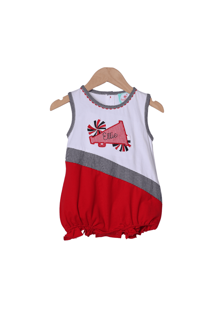 The Smocked Flamingo Apparel & Accessories Embroidered Cheer Black and Red Bubble