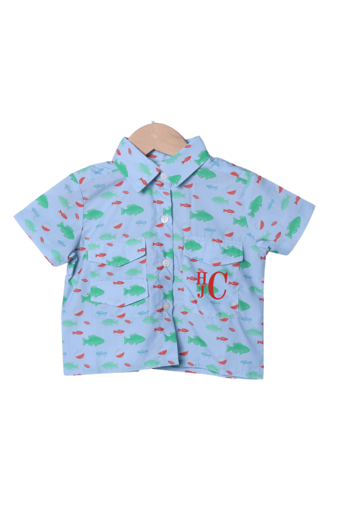 The Smocked Flamingo Apparel & Accessories Applique Fishing Bobber Fishing Shirt
