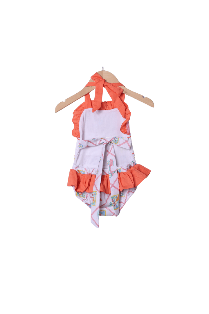 The Smocked Flamingo Apparel & Accessories Hand Embroidered Seaside Charm Smocked Swimsuit