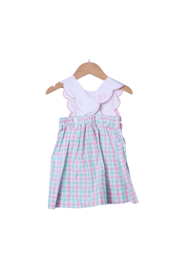 The Smocked Flamingo Apparel & Accessories Flamingo Pink and Mint Plaid Bow Dress