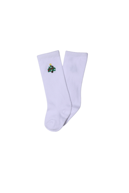 The Smocked Flamingo Apparel & Accessories Embroidered Traditional Christmas Tree Socks