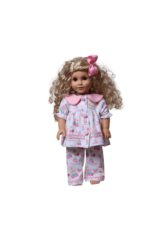 The Smocked Flamingo Happy Birthday Knit Pajamas-DOLL