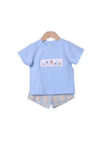 The Smocked Flamingo Apparel & Accessories Smocked Ocean Creatures Plaid Short Set