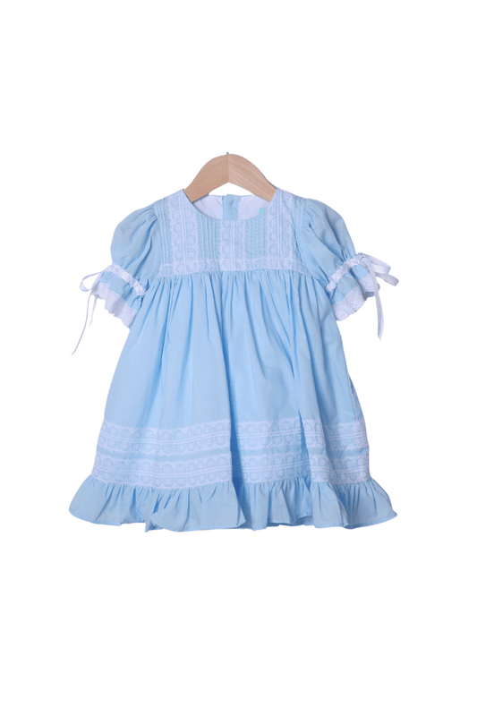 The Smocked Flamingo Apparel & Accessories Blue Heirloom Dress