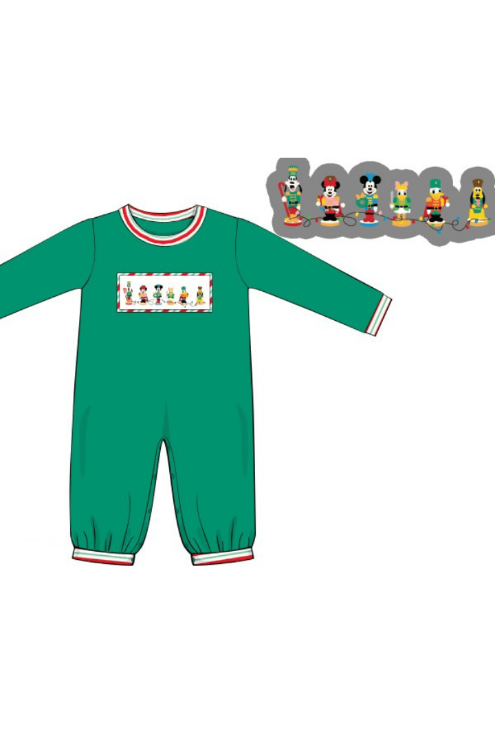 The Smocked Flamingo Apparel & Accessories Smocked Merry Mouse Friends Striped Romper