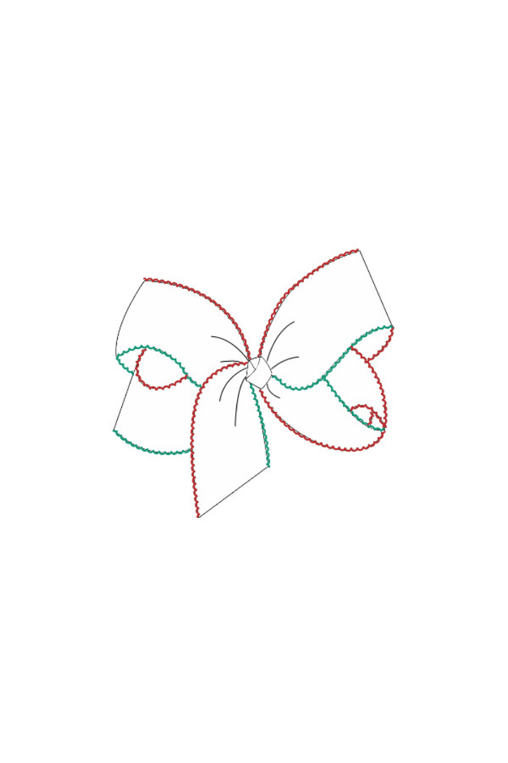 The Smocked Flamingo Scalloped Edge Grosgrain Bow White, Red, Green