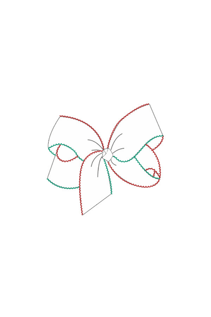 The Smocked Flamingo Scalloped Edge Grosgrain Bow White, Red, Green