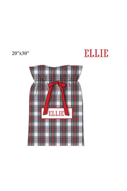 The Smocked Flamingo Apparel & Accessories Present Bag / One Size Pre-Order Smocked Custom Name Red Tartan Plaid Trimmings