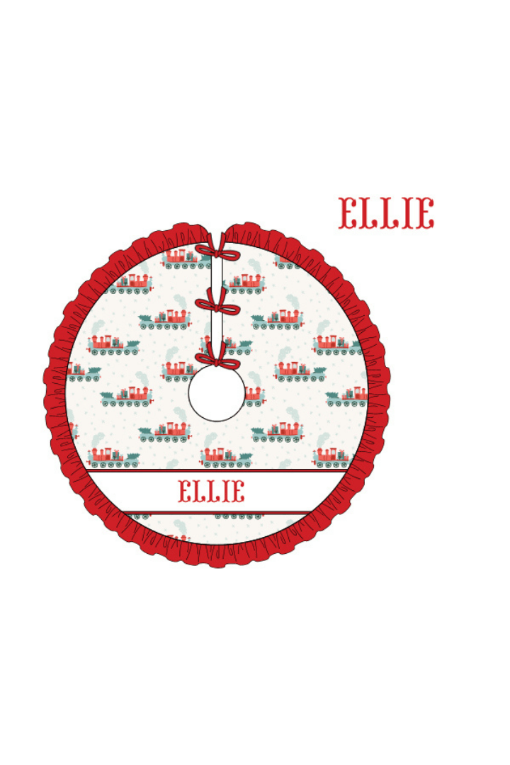 The Smocked Flamingo Apparel & Accessories Christmas Tree Skirt / One Size Pre-Order Smocked Custom Name Holiday Train Trimmings