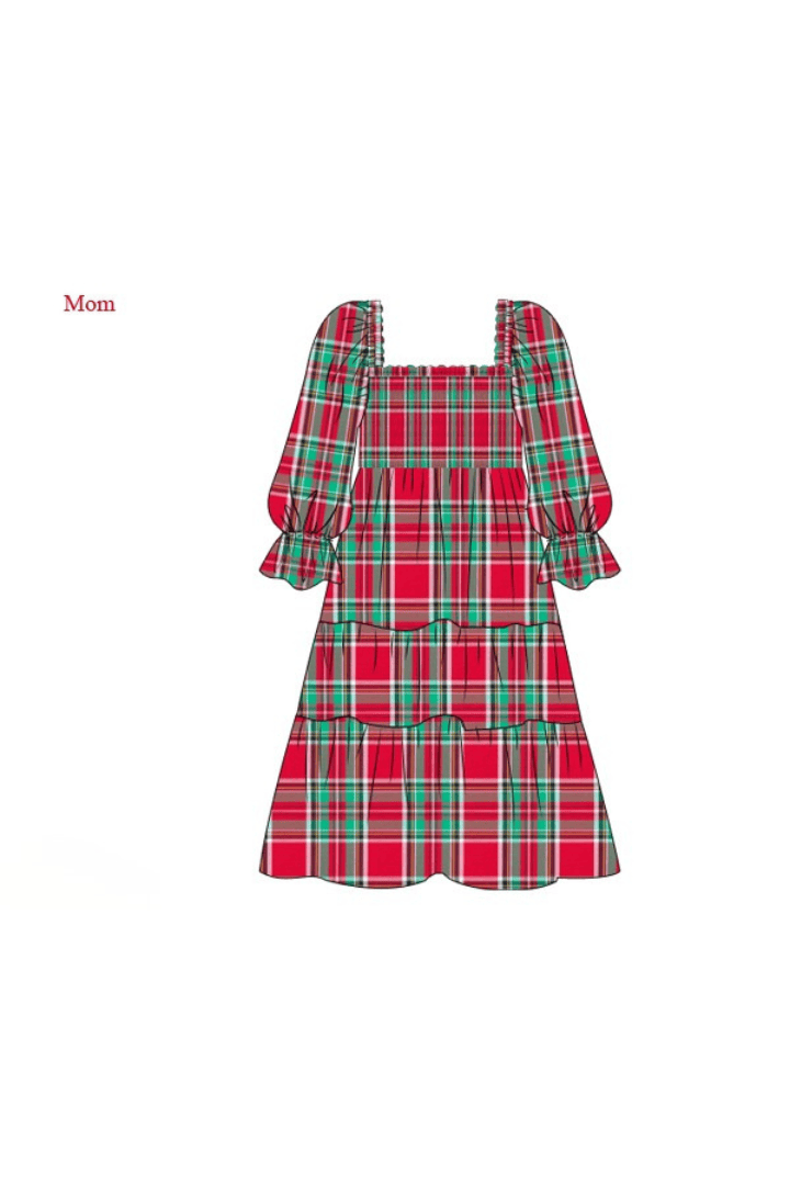 The Smocked Flamingo Apparel & Accessories Smocked Christmas Plaid Mom Dress