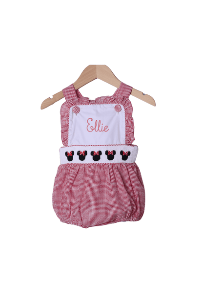 The Smocked Flamingo Apparel & Accessories Embroidered Mouse Red Gingham Sun Bubble