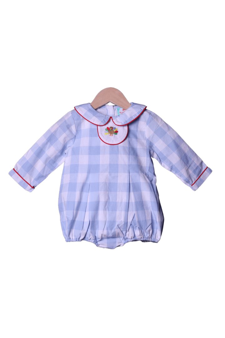 The Smocked Flamingo Apparel & Accessories 3-1 Interchangeable Holiday Blue Gingham BOY Bubble