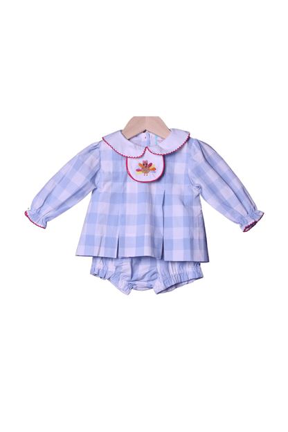 The Smocked Flamingo Apparel & Accessories 3-1 Interchangeable Holiday Blue/Pink Gingham Bloomer Set