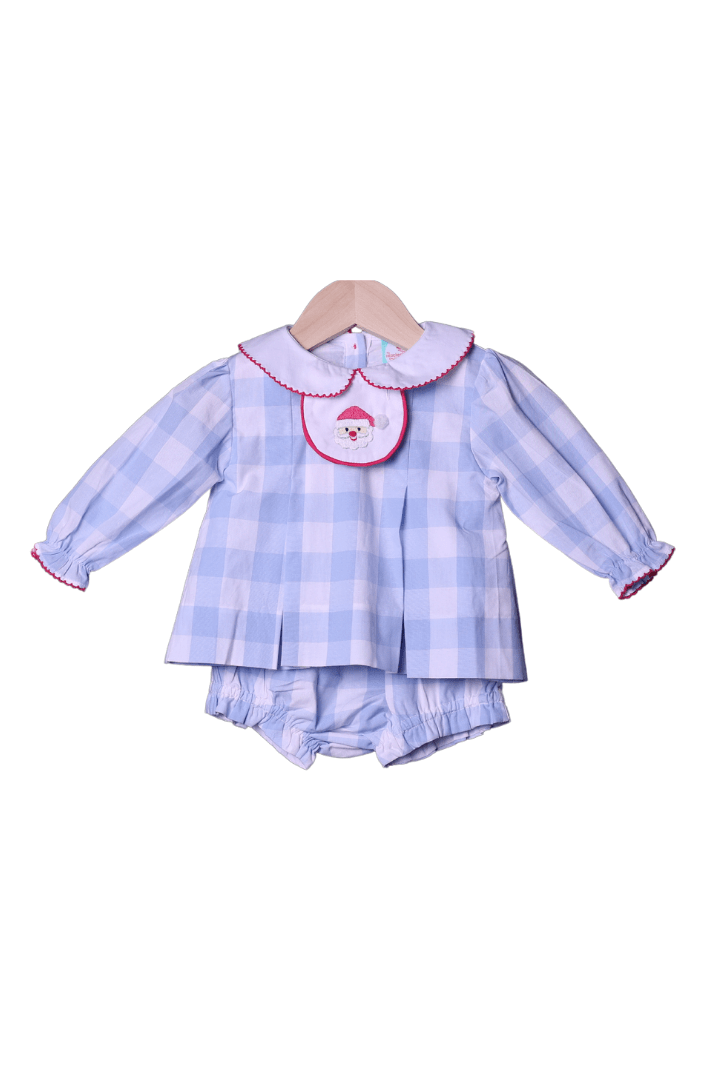 The Smocked Flamingo Apparel & Accessories 3-1 Interchangeable Holiday Blue/Pink Gingham Bloomer Set