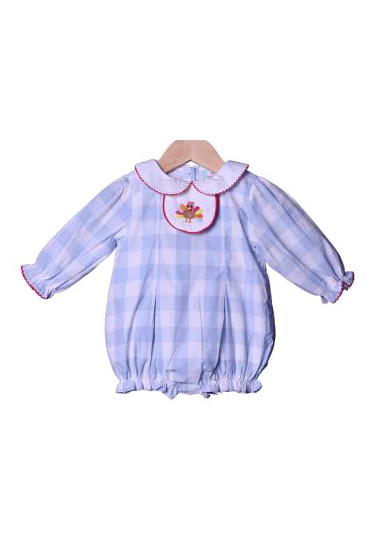 The Smocked Flamingo Apparel & Accessories 3-1 Interchangeable Holiday Blue/Pink Gingham Bubble