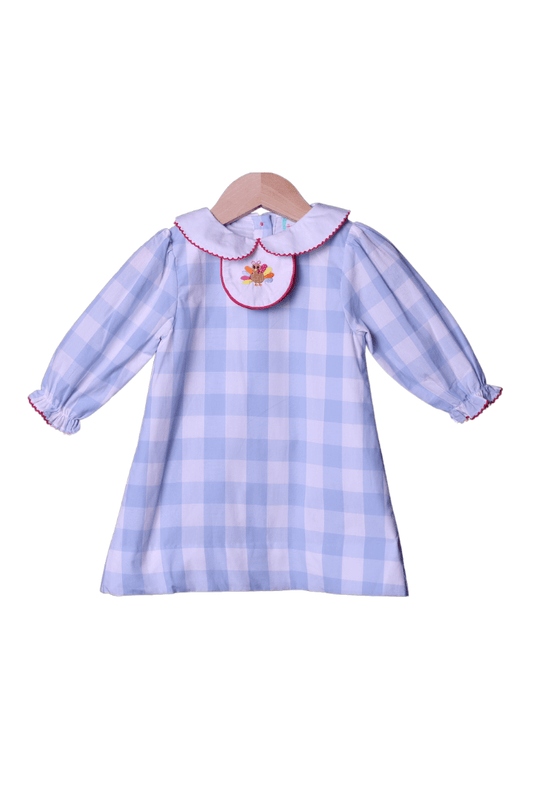 The Smocked Flamingo Apparel & Accessories 3-1 Interchangeable Holiday Blue/Pink Gingham Dress