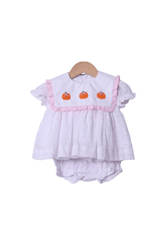 The Smocked Flamingo Apparel & Accessories 3 In 1 Interchangeable French Knot Fall Favorites Swiss Dot Bloomer Set
