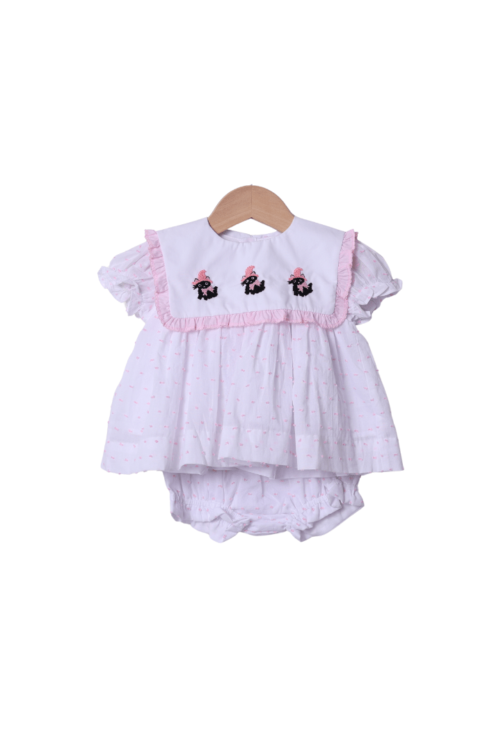 The Smocked Flamingo Apparel & Accessories 3 In 1 Interchangeable French Knot Fall Favorites Swiss Dot Bloomer Set