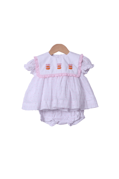 The Smocked Flamingo Apparel & Accessories 3 In 1 Interchangeable French Knot Fall Favorites Swiss Dot Bloomer Set