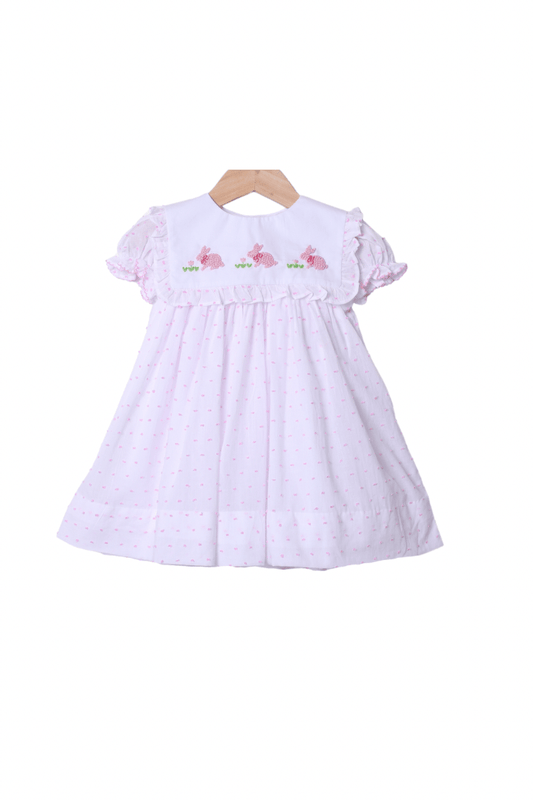 The Smocked Flamingo Apparel & Accessories 3 In 1 Interchangeable Spring Pink Swiss Dot Dress