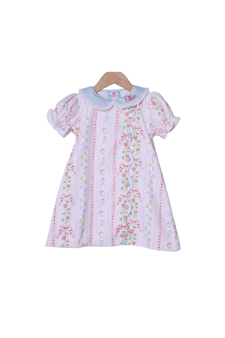 The Smocked Flamingo Apparel & Accessories ABC Apple Button Dress