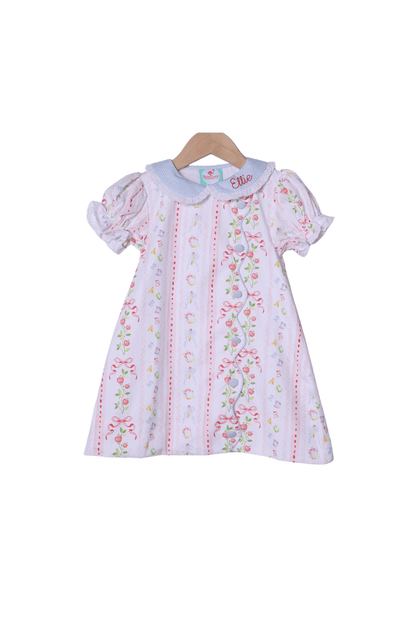 The Smocked Flamingo Apparel & Accessories ABC Apple Button Dress