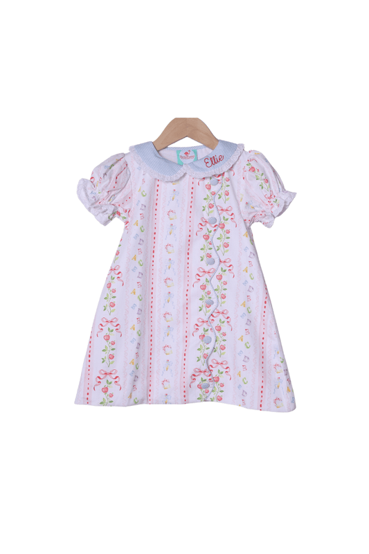 The Smocked Flamingo Apparel & Accessories ABC Apple Button Dress