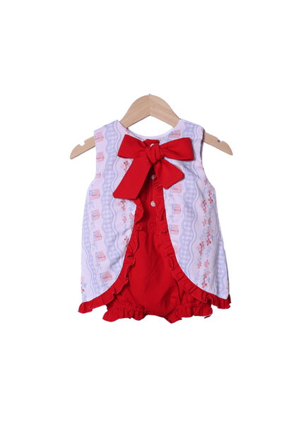 The Smocked Flamingo Apparel & Accessories All American Girl Red and Blue Skirted Bubble