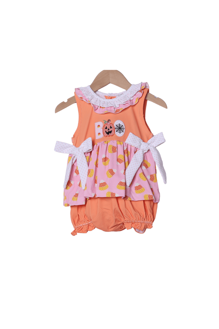 The Smocked Flamingo Apparel & Accessories Applique Boo Candy Corn Bubble
