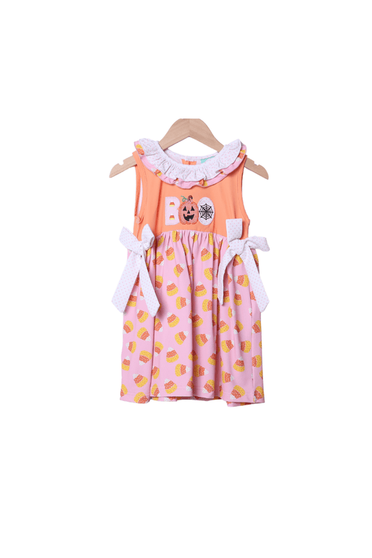 The Smocked Flamingo Apparel & Accessories Applique Boo Candy Corn Dress