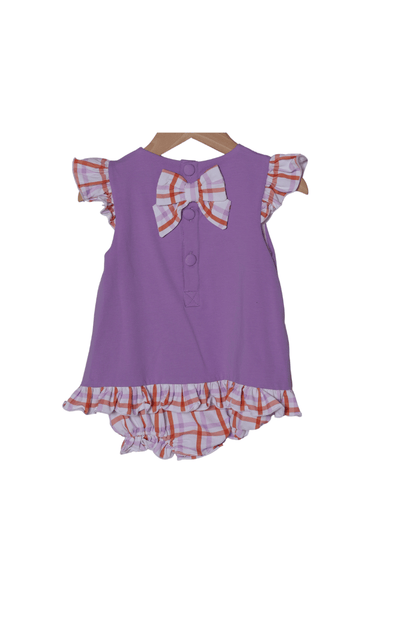 The Smocked Flamingo Apparel & Accessories Applique Boo Mouse Plaid/Purple Skirted Bubble