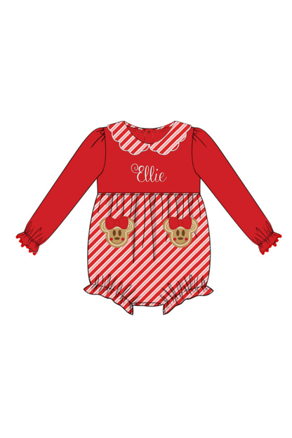 The Smocked Flamingo Apparel & Accessories Applique Candy Cane Gingerbread Bubble