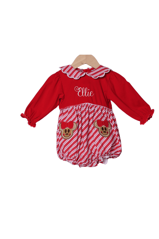 The Smocked Flamingo Apparel & Accessories Applique Candy Cane Gingerbread Mouse Bubble