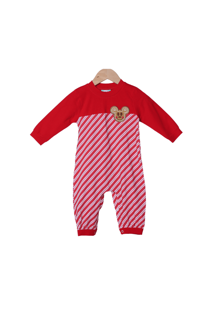 The Smocked Flamingo Apparel & Accessories Applique Candy Cane Gingerbread Mouse Romper