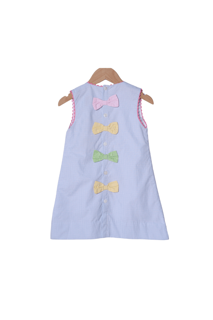 The Smocked Flamingo Apparel & Accessories Applique Crayon Blue Gingham Dress