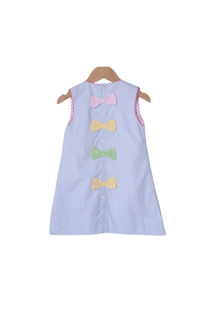 The Smocked Flamingo Apparel & Accessories Applique Crayon Blue Gingham Dress