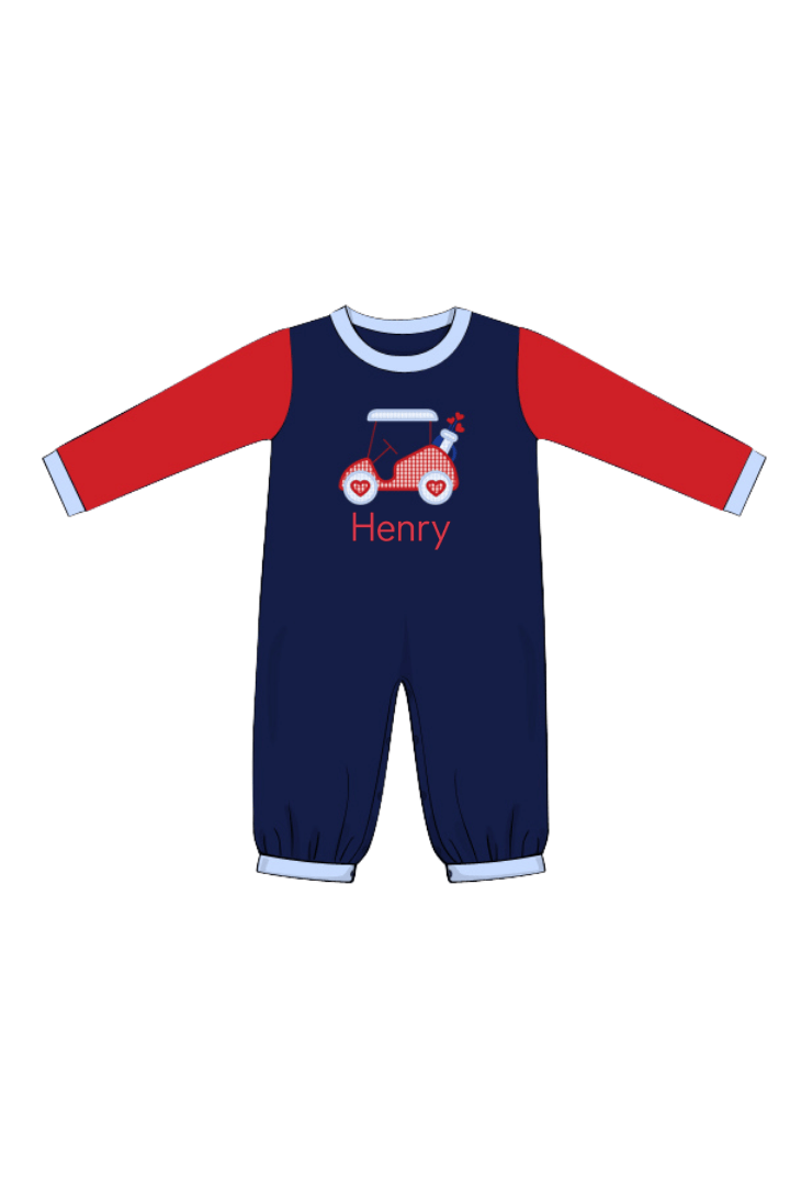 The Smocked Flamingo Apparel & Accessories Applique Cupid's Caddy Golf Romper