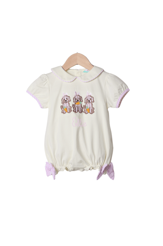 The Smocked Flamingo Apparel & Accessories Applique Easter Puppy Yellow Knit Bubble