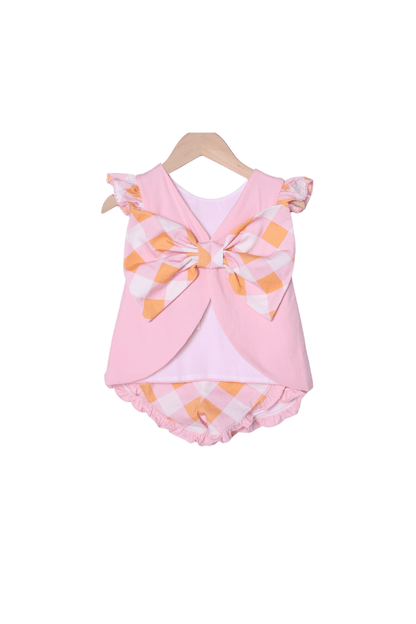 The Smocked Flamingo Apparel & Accessories Applique Ghost Mouse Pink Plaid Bow Short Set