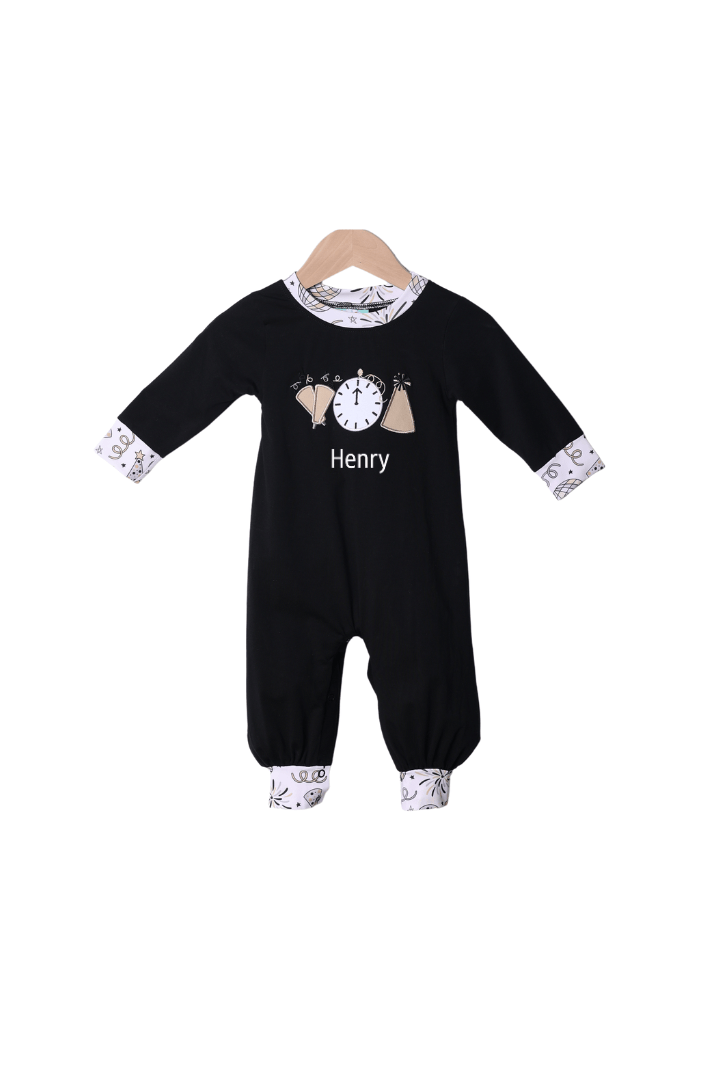 The Smocked Flamingo Apparel & Accessories Applique Happy New Year Romper