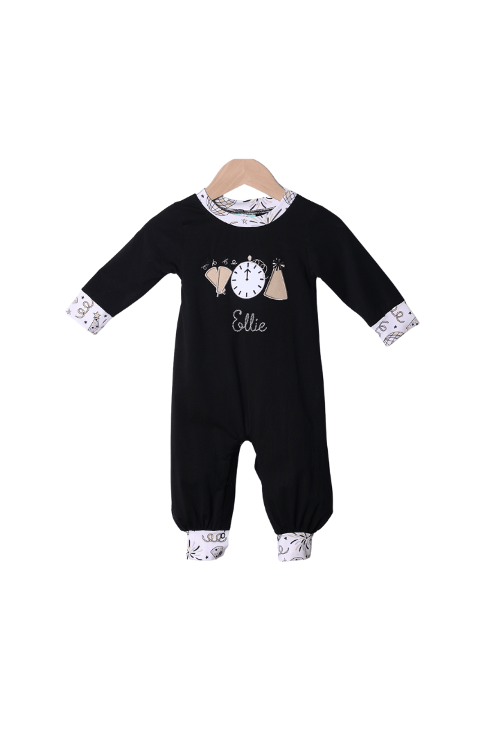 The Smocked Flamingo Apparel & Accessories Applique Happy New Year Romper