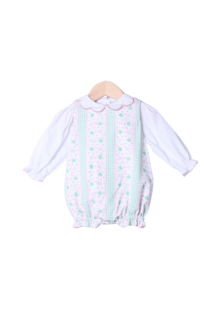 The Smocked Flamingo Apparel & Accessories Applique Heart/Clover Reversible 2Pc Bubble