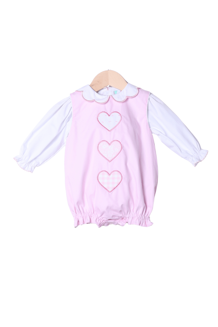 The Smocked Flamingo Apparel & Accessories Applique Heart/Clover Reversible 2Pc Bubble