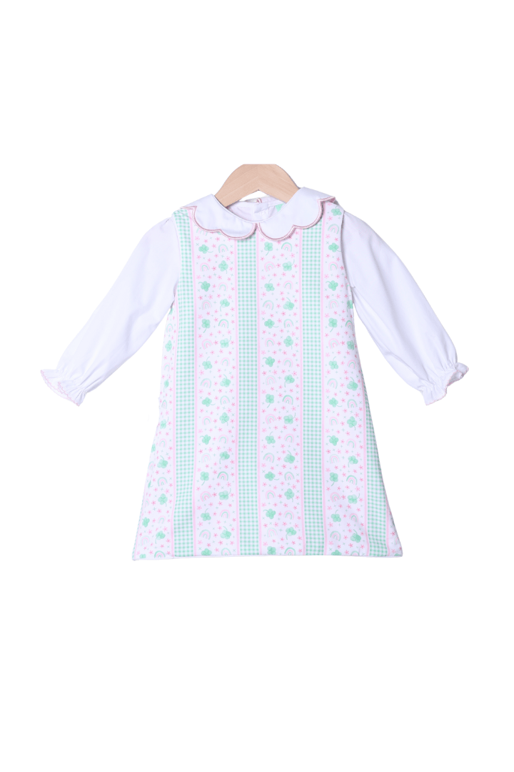 The Smocked Flamingo Apparel & Accessories Applique Heart/Clover Reversible 2Pc Dress