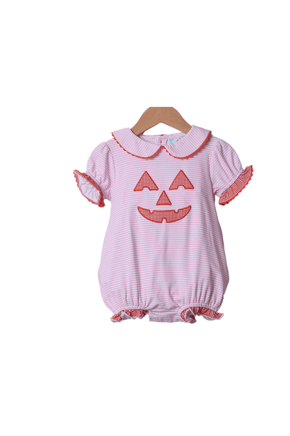 The Smocked Flamingo Apparel & Accessories Applique Jack-o-lantern Pink Bubble